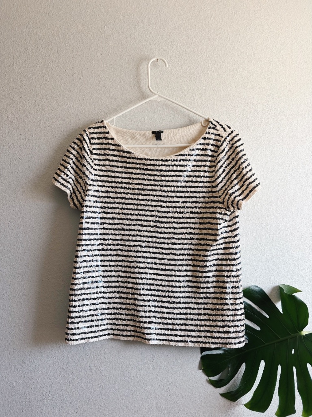 J.Crew Sequin-Stripe Tee — Size L
